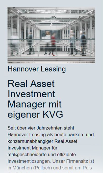 Mobile Ansicht der Website - Einleitung des Unternehmens