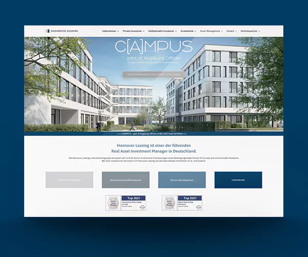 Website von Hannover Leasing